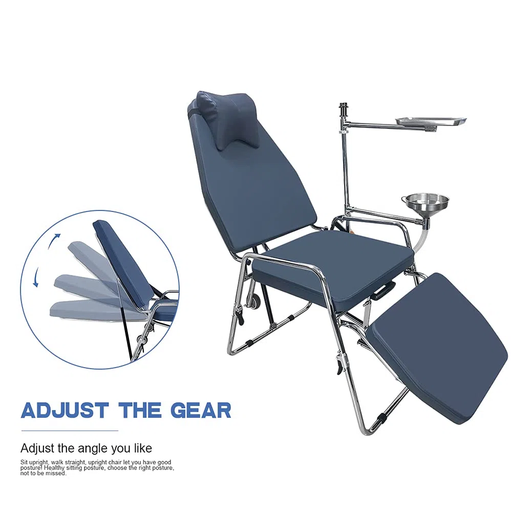 Chaise dentaire portable pliable en cuir microfibre avec cadre en acier inoxydable