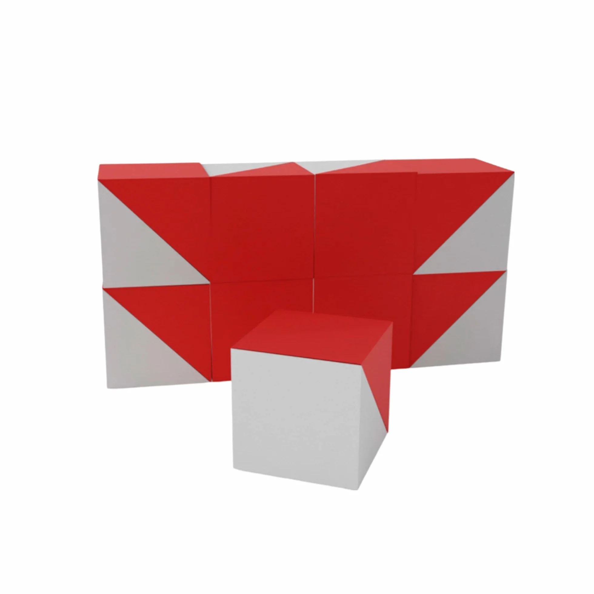 3D3 & CO - Cubes de Kohs, 9 Cubes Rouges et Blancs de 2,5 cm, pour Tester comme Test WISC et Test WAIS
