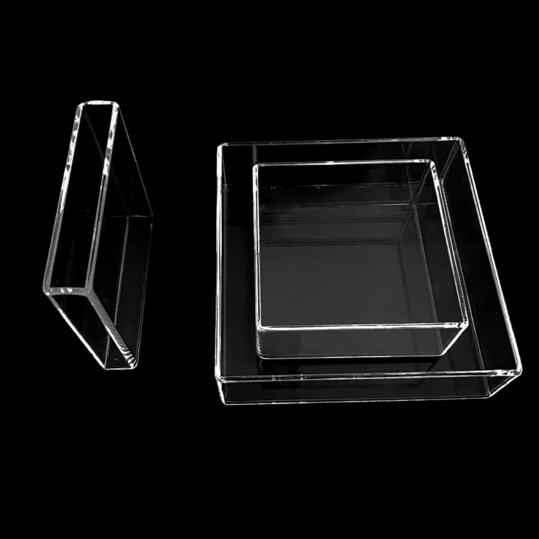 Ensemble de plats carrés en verre de Quartz de qualité supérieure, 1 pièce, plusieurs tailles for une utilisation en laboratoire(80x80x100mm)