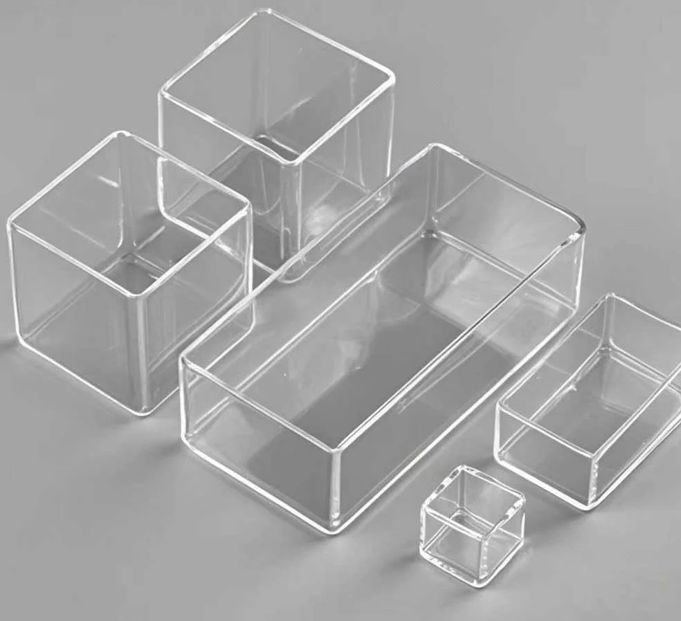 Ensemble de plats carrés en verre de Quartz de qualité supérieure, 1 pièce, plusieurs tailles for une utilisation en laboratoire(80x80x100mm)