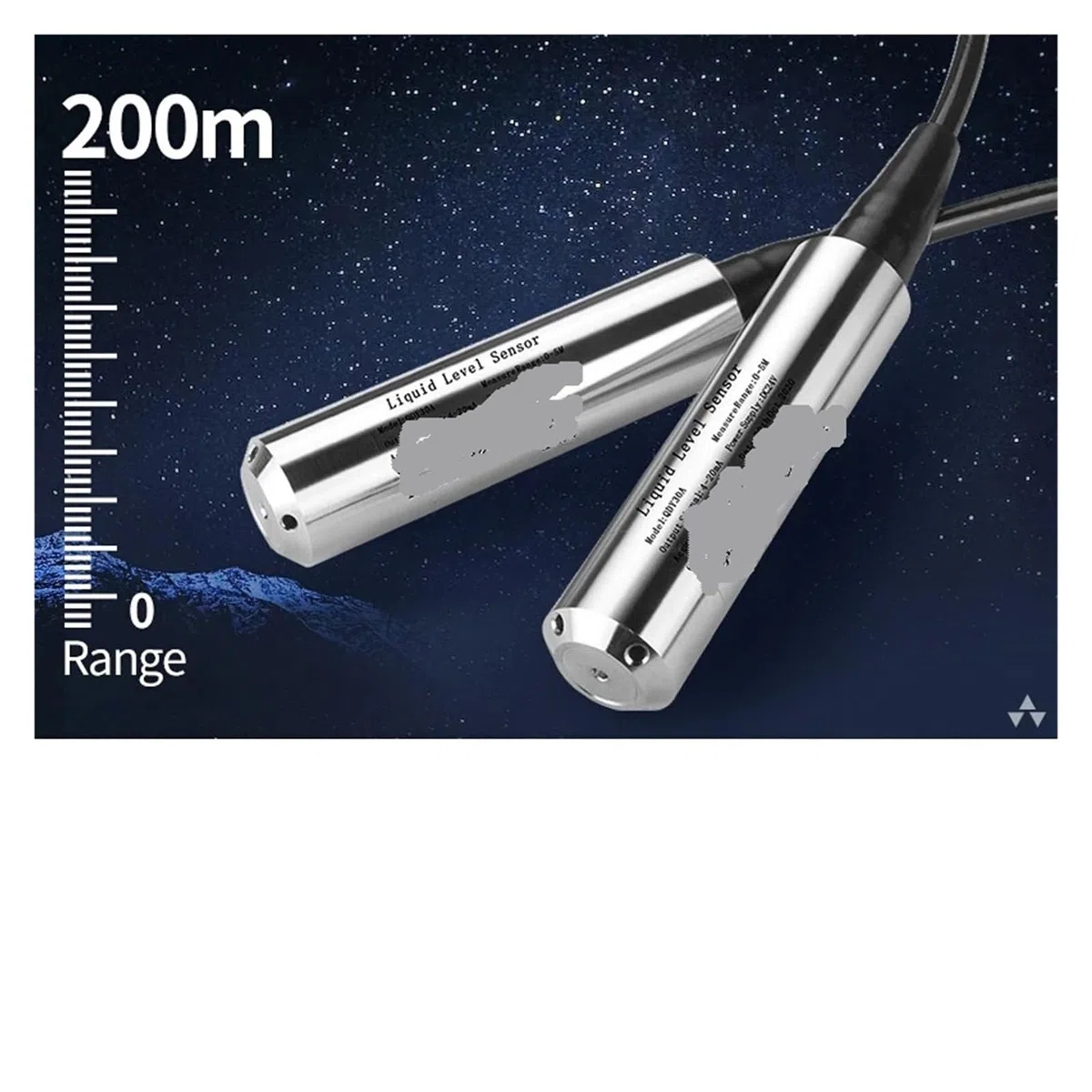 Capteur de Niveau d'eau 60 m, transmetteur de Niveau de Liquide 4-20 mA 0-10 V RS485 IP68(Rs485 Output,60M Range 60M Cable)