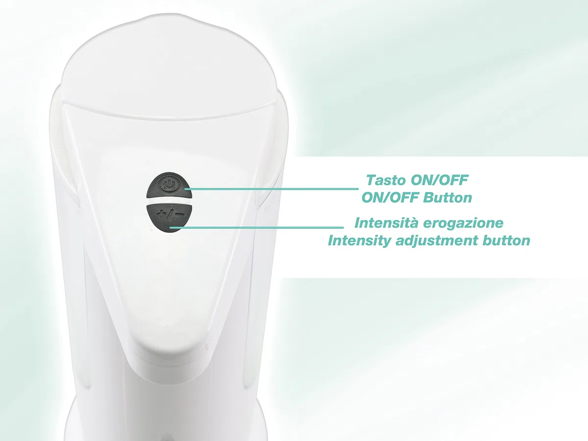 BEPER P201UTP004 Distributeur Automatique de Savon et Gel désinfectant, Distribution réglable, capteur de précision, Protection Anti-Chute, capacité de 370 ML, Blanc