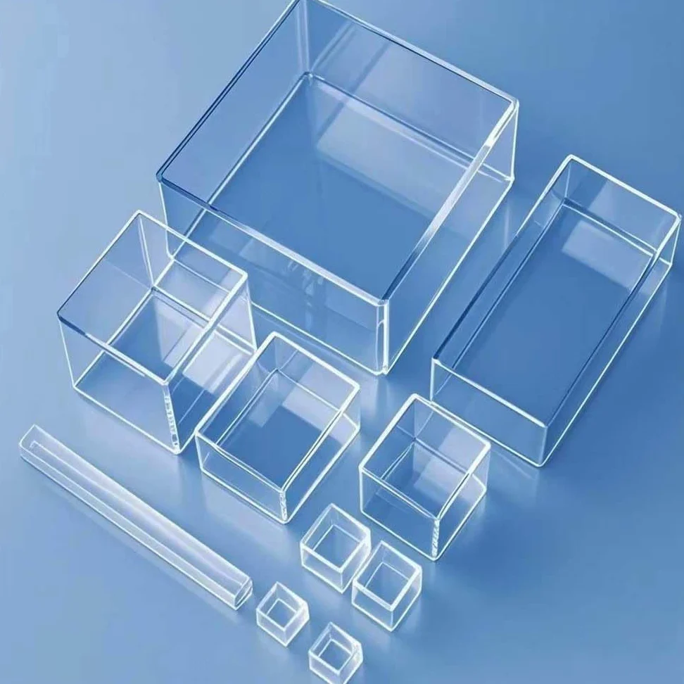 Ensemble de plats carrés en verre de Quartz de qualité supérieure, 1 pièce, plusieurs tailles for une utilisation en laboratoire(80x80x100mm)