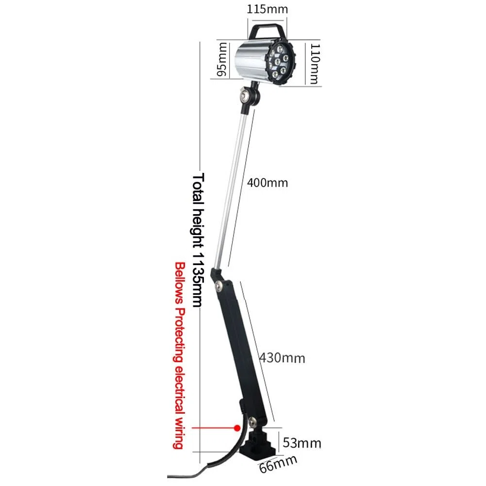 Éclairage LED Pour Machine, Lampe Travail Télescopique En Alliage D'aluminium, Angle Réglable, 24 V-220 V, Pour L'éclairage Industriel Des Fraiseuses(12W/24V extra long arm)