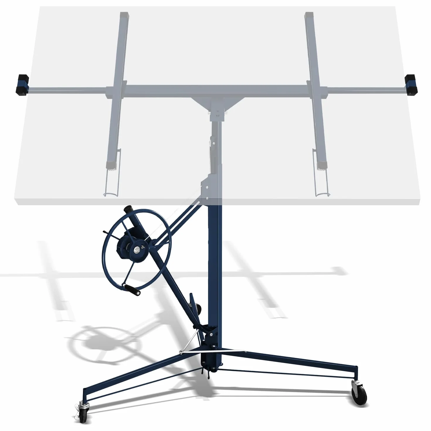 Fiqops Lève-plaque XXL jusqu'à 68 kg maximum pour plaques de plâtre de 140 à 350 cm - Hauteur de travail réglable en hauteur - Largeur du bras de charge maximale : 290 cm - Bleu