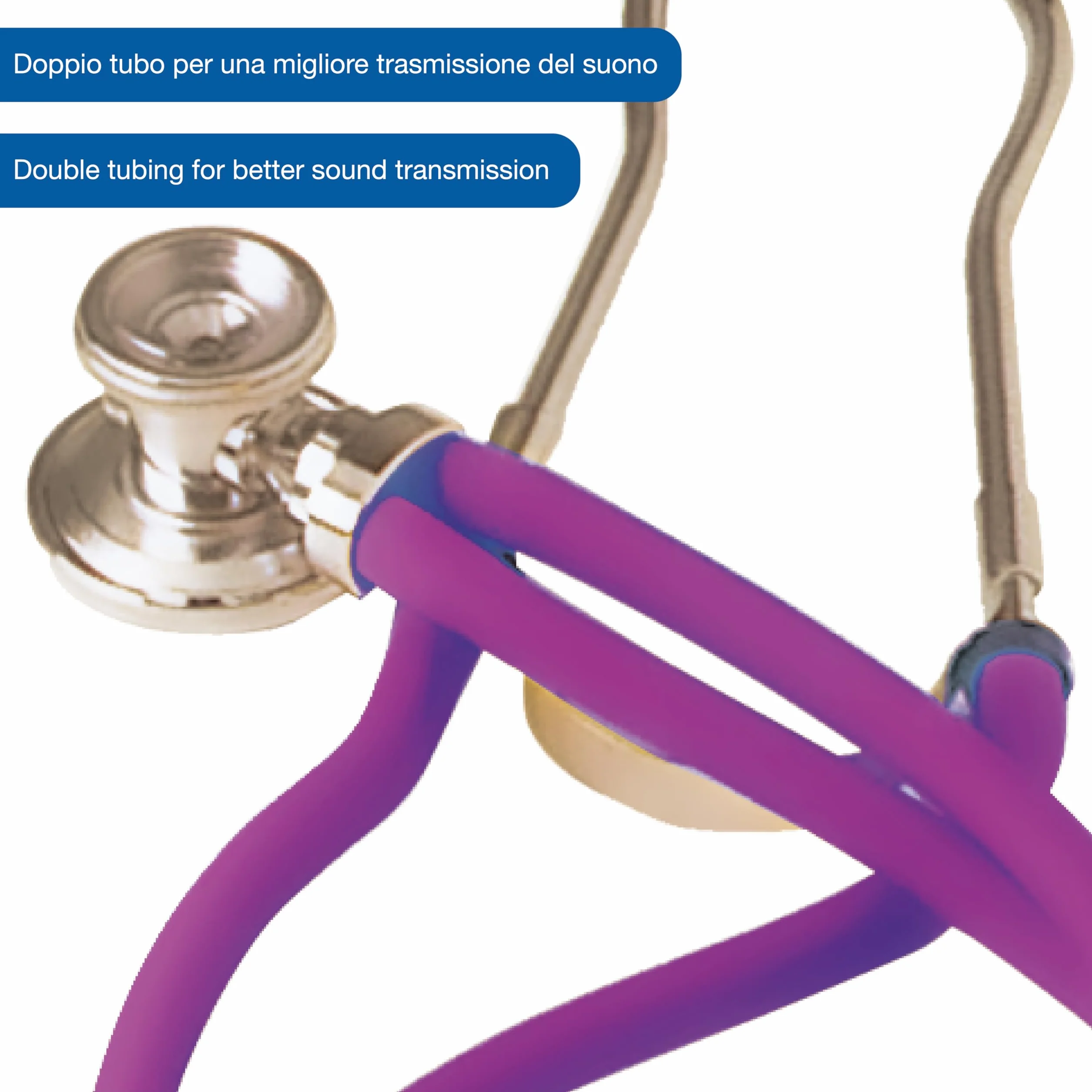 GIMA Jotarap Stéthoscope à tête double et double tube de type Rappaport pour cardiologie et urgences, violet