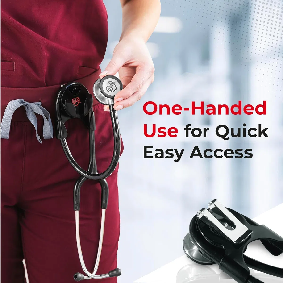 Support de stéthoscope à clipser avec clip, support de hanche pour ceinture, idéal pour médecins, infirmières et étudiants, compatible avec stéthoscopes Littmann, Adscope, ADC, MDF.