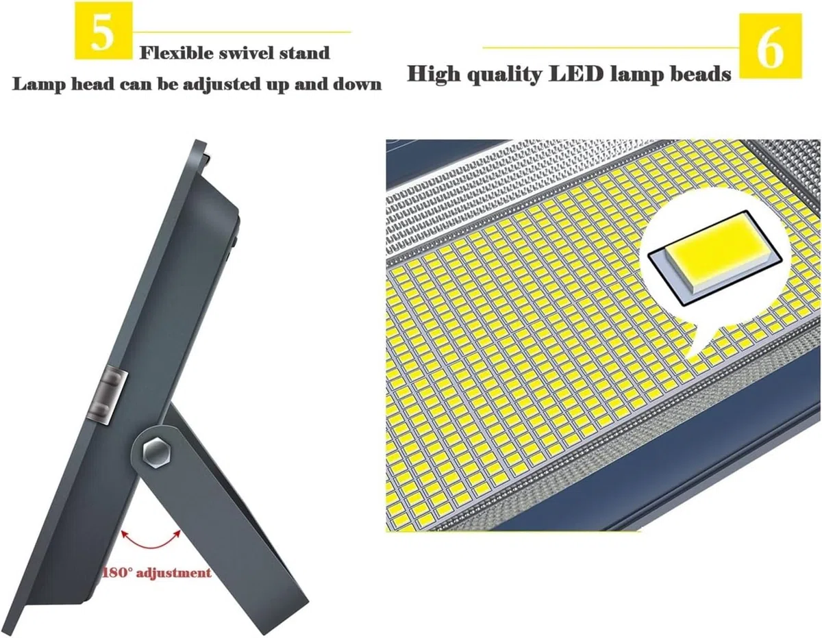 Éclairage de sécurité LED Blanc Positif 6500K, 40 000 LM, 220 V, IP67(4 Pcs,1000W)
