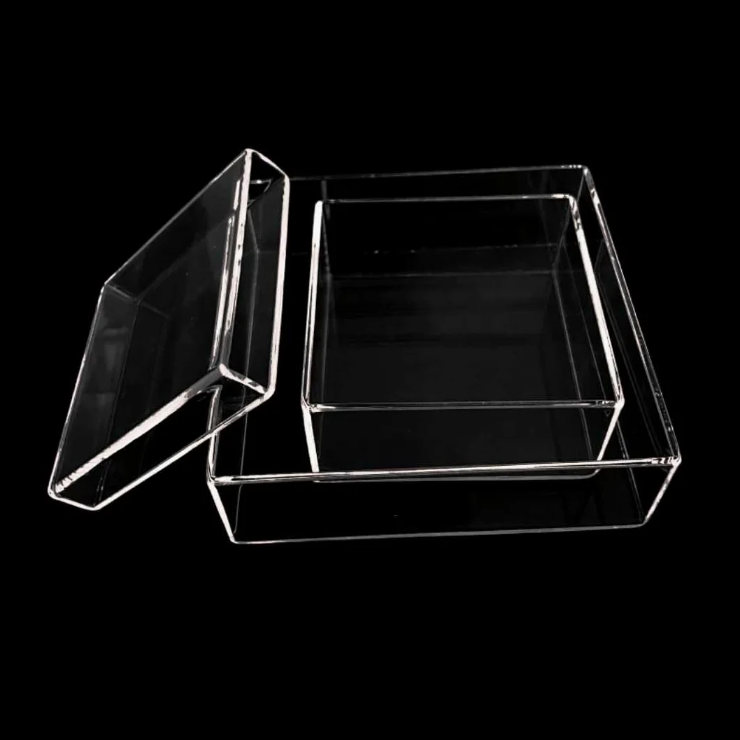 Ensemble de plats carrés en verre de Quartz de qualité supérieure, 1 pièce, plusieurs tailles for une utilisation en laboratoire(80x80x100mm)