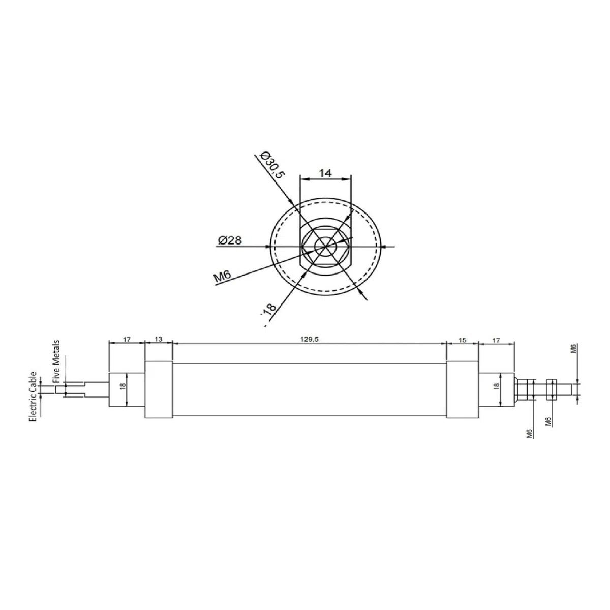 Capteur de déplacement linéaire avec Tige, 0-5 V, 0-10 V, étanche IP68, 50 mm, 75 mm, 100 mm, 150 mm, 200 mm, 250 mm(100mm,0-10V)