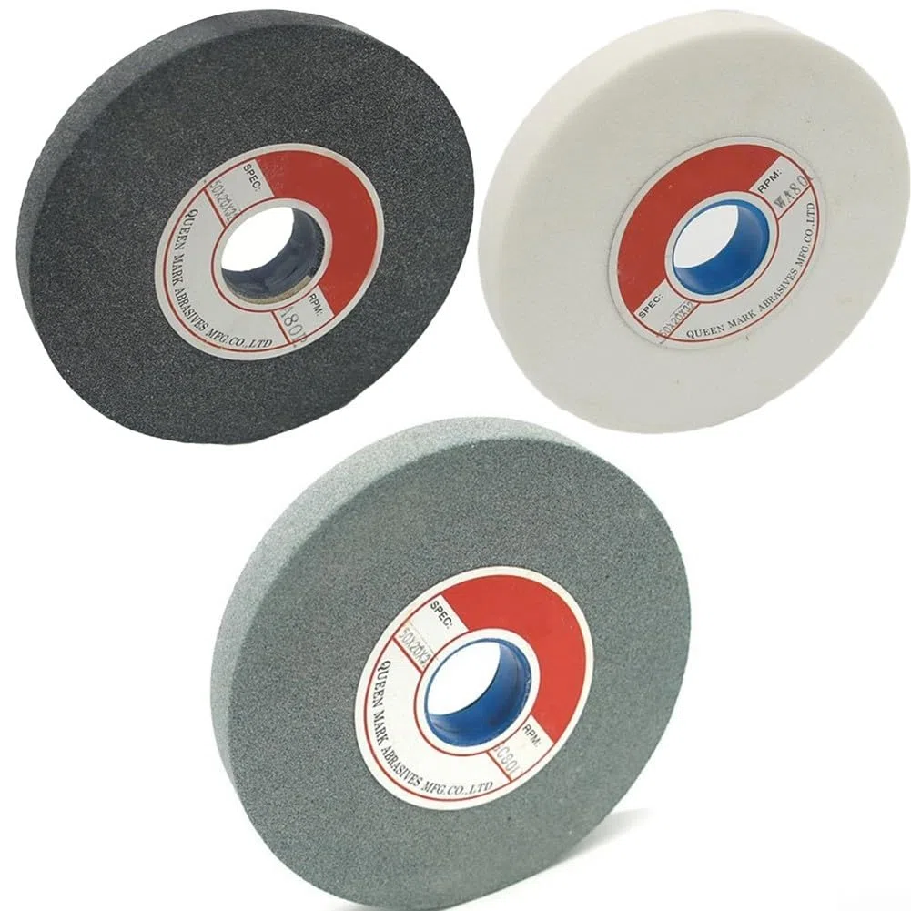 Meule plate abrasive en céramique 150 mm pour affûtage fin et affûtage d'outils (blanc)