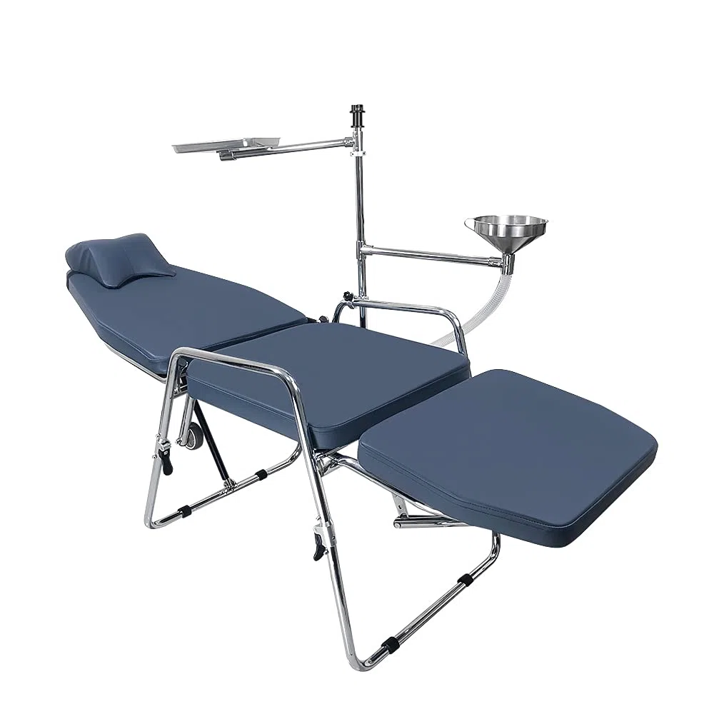 Chaise dentaire portable pliable en cuir microfibre avec cadre en acier inoxydable