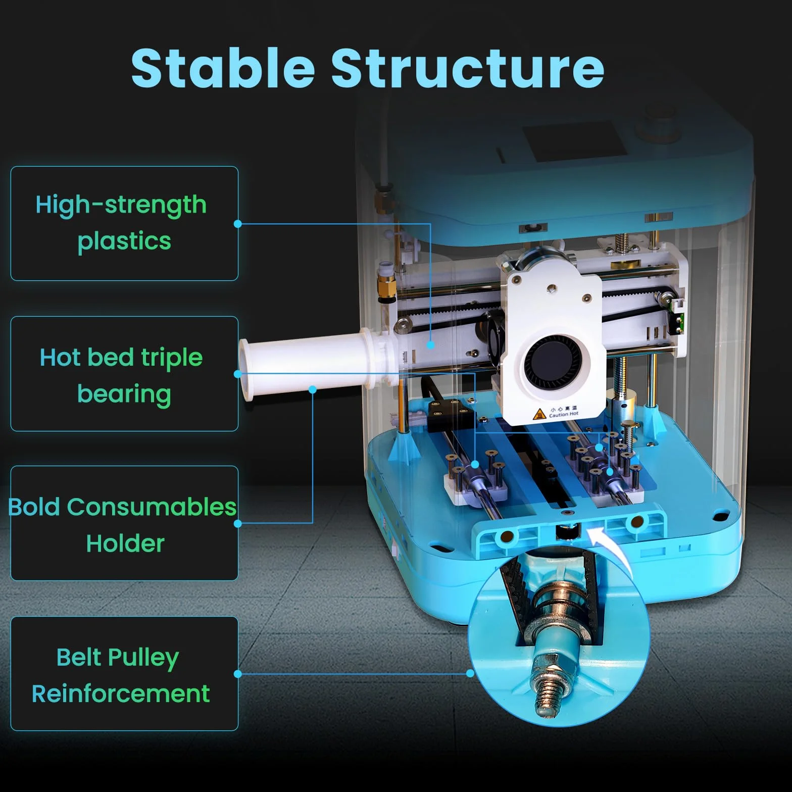 Imprimante 3D GIANTARM M1, Mini-imprimante 3D à nivellement Automatique pour débutants, extrudeuse à entraînement Direct, Vitesse d'impression 250 mm/s, Dimensions d'impression 100 x 110 x 100 mm