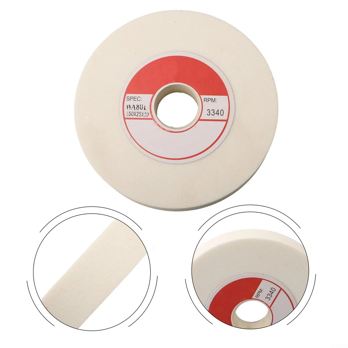 Meule plate abrasive en céramique 150 mm pour affûtage fin et affûtage d'outils (blanc)