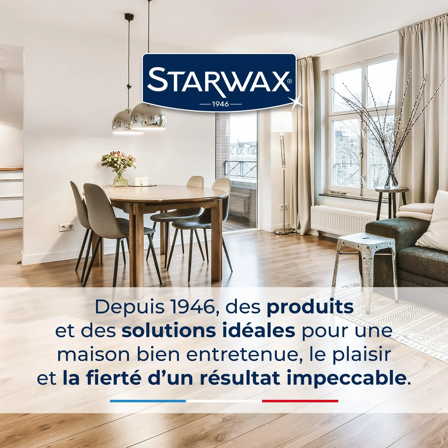 STARWAX Rénovateur brillant protecteur pour parquets et sols stratifiés 1L, fait briller et protège, anti-tache, estompe les rayures, non glissant, longue durée jusqu'à 1 an, rendement 30m²/L