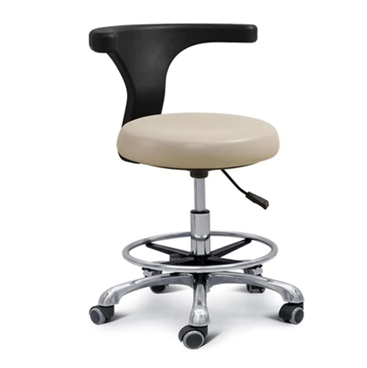 Fauteuil Dentaire Professionnel, Tabouret d'assistant Dentaire réglable en Hauteur, Rotation à 360°, accoudoirs, Assise en Cuir PU, pour cliniques, Salons de Coiffure et laboratoires(White)
