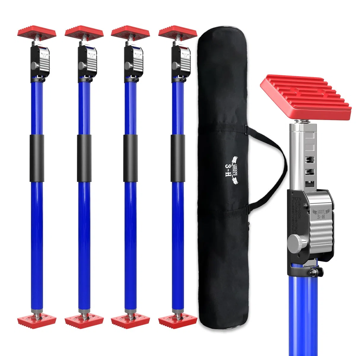 3-H Set de 4 Etai Telescopique Reglable 75-133cm, Étai de Porte Tout Acier Épais | Charge Max 75kg | Étai de Soutien Télescopique pour, Plaque de Plâtre, Cadre de Porte, Installation d'armoire