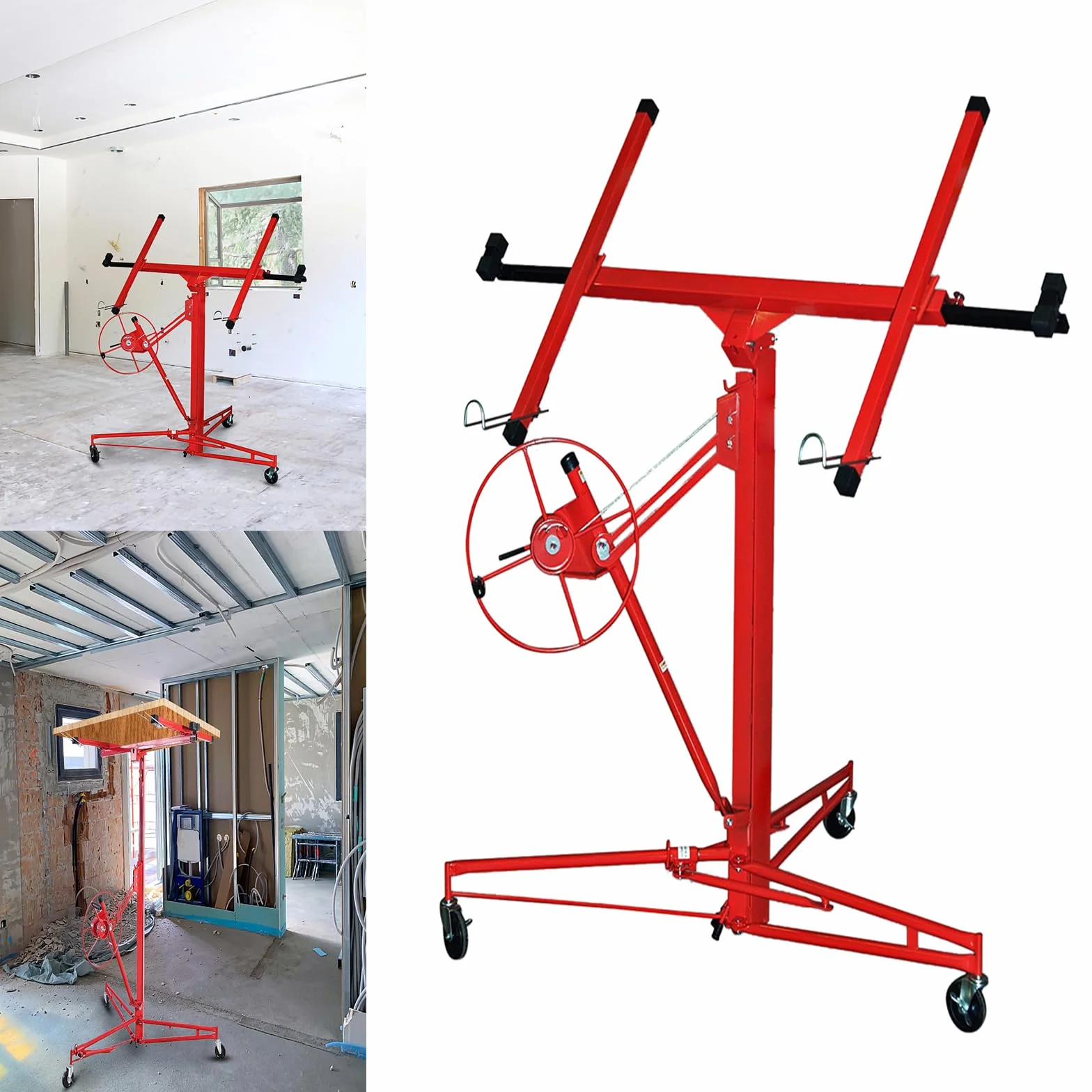 Lève-plaques XXL pour plaques de plâtre, hauteur de travail réglable de 132-325 cm, largeur de bras de charge max 295 cm et capacité de charge de 68 kg, aide pliable au montage pour cloisons