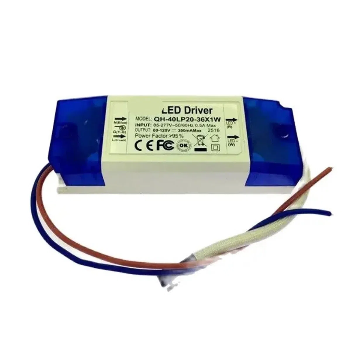 Pilote LED 20-36x1w, 5 pièces, adapté for pilote de lampe 20W 21W 25W 30W 36W, entrée 85-265V, sortie 300-350mA 60-120V
