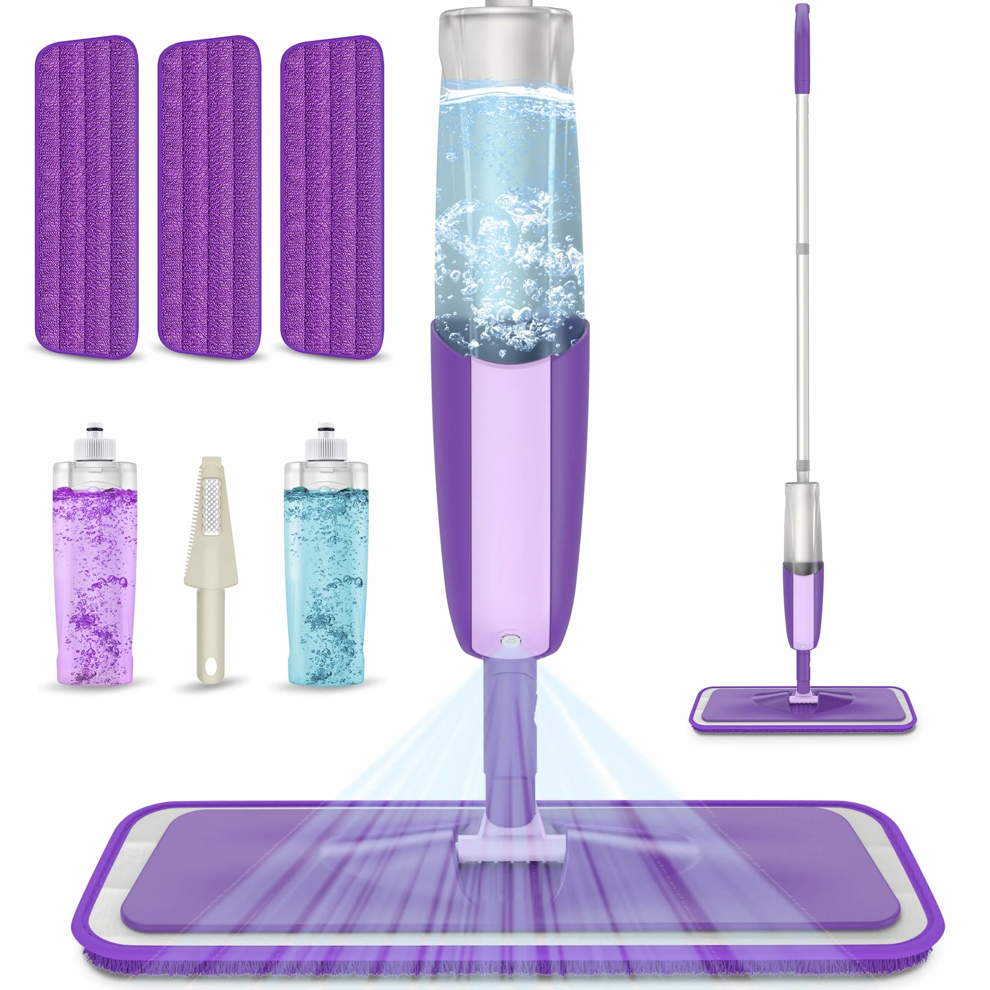 Balais Serpillère Vaporisateur, MEXERRIS Balai Lave Sol avec Reservoir Spray Mop Professionnel Microfibre Mop Pulvérisateur pour la Maison, la Cuisine, Le Bois Dur, Le Stratifié, Le Bois