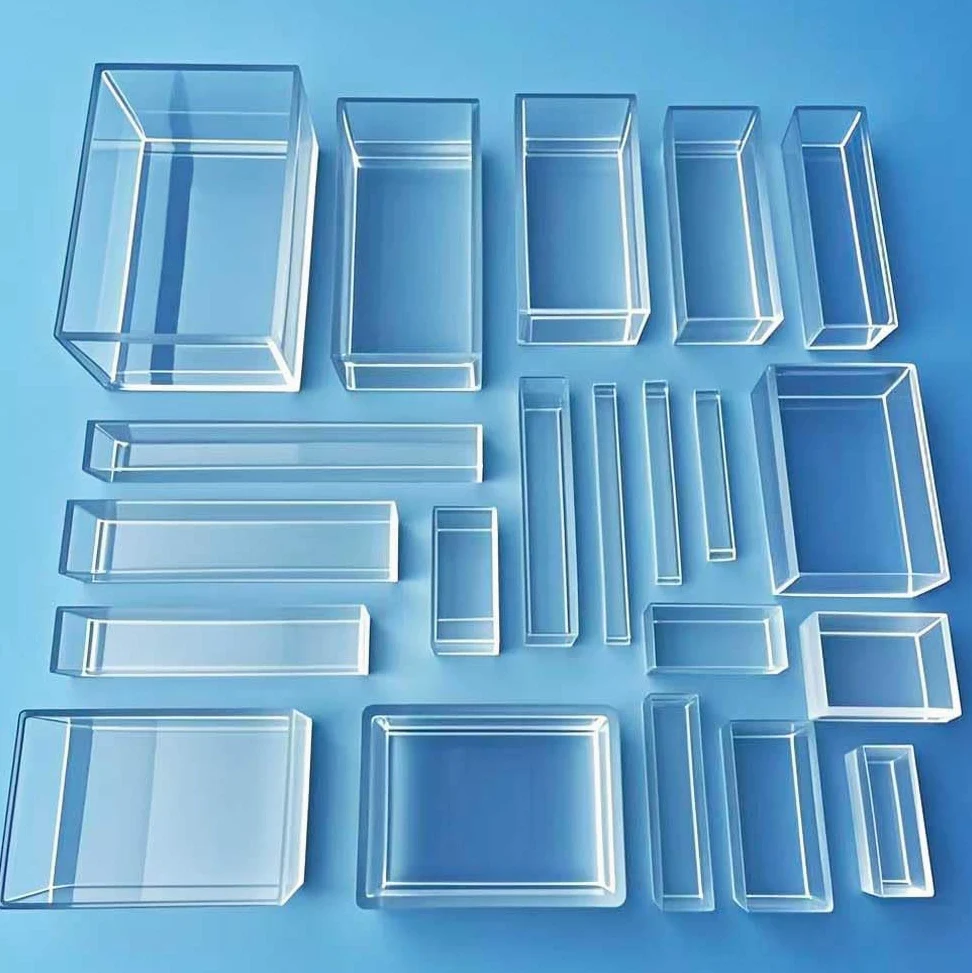 Ensemble de plats carrés en verre de Quartz de qualité supérieure, 1 pièce, plusieurs tailles for une utilisation en laboratoire(80x80x100mm)