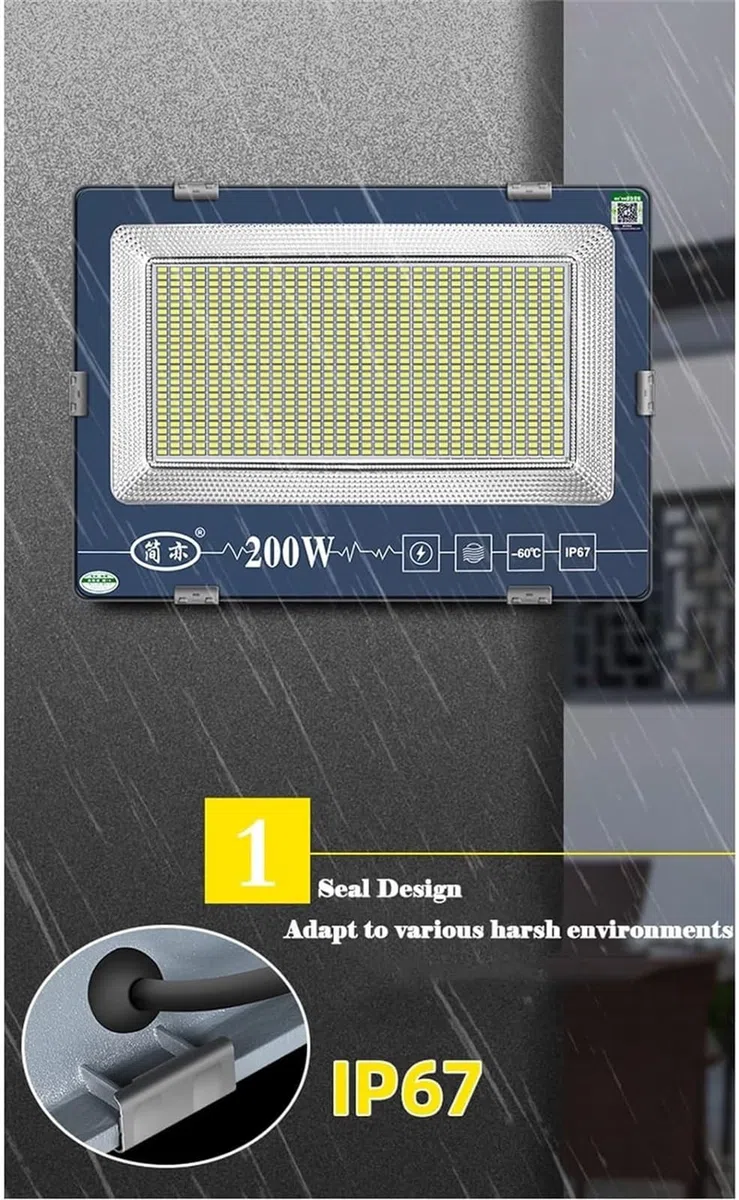 Éclairage de sécurité LED Blanc Positif 6500K, 40 000 LM, 220 V, IP67(4 Pcs,1000W)