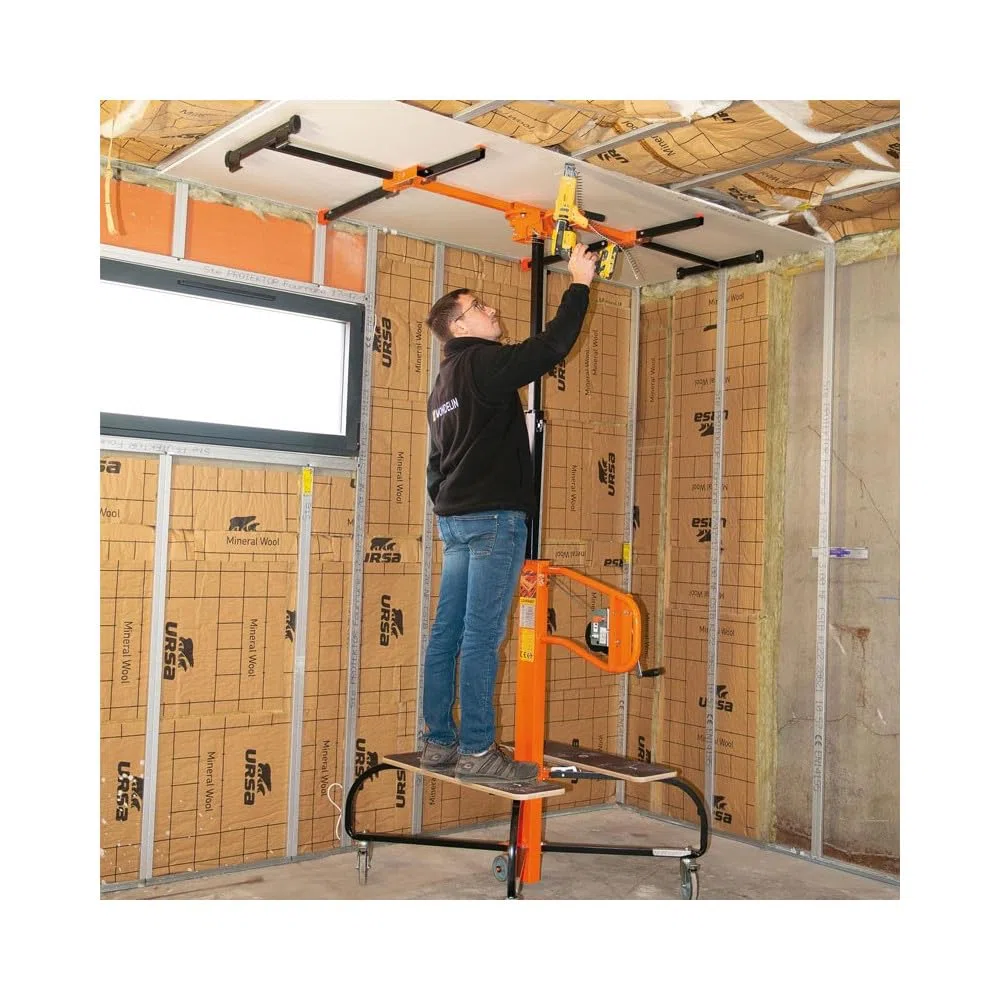 Mondelin - Lève-plaque de placoplâtre professionnel | Levpano - hauteur de travail réglable max. 5.90 m | Capacité 75 kg
