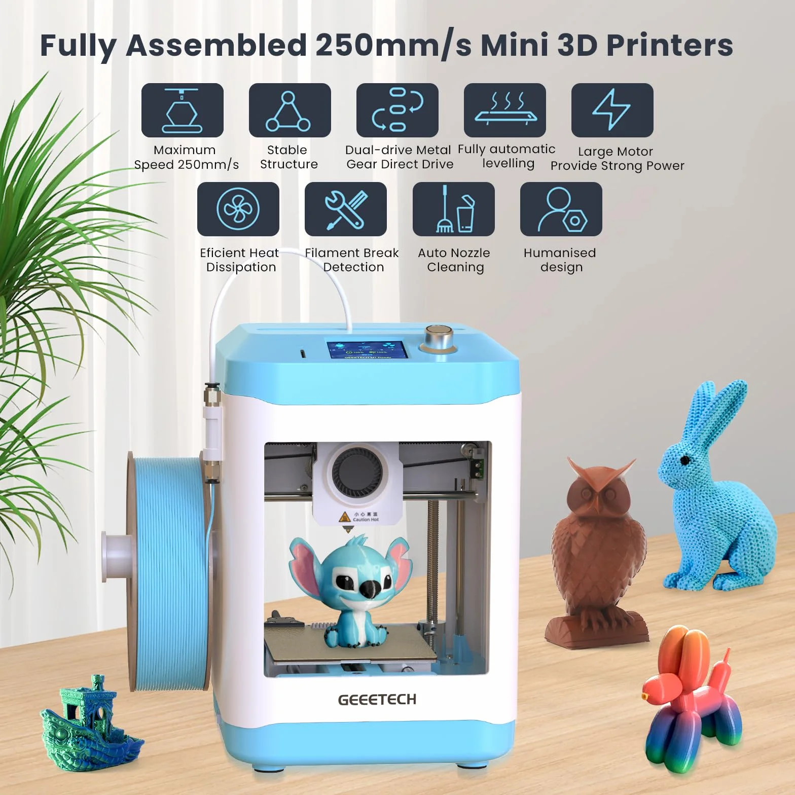 Imprimante 3D GIANTARM M1, Mini-imprimante 3D à nivellement Automatique pour débutants, extrudeuse à entraînement Direct, Vitesse d'impression 250 mm/s, Dimensions d'impression 100 x 110 x 100 mm