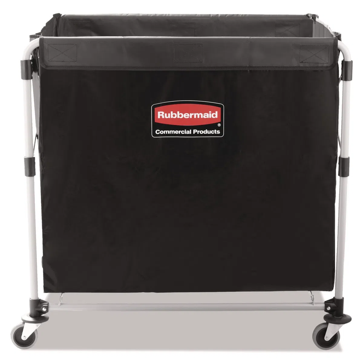 Rubbermaid Commercial 1881750 Chariot pliable en acier pour huit buissons, 61 cm de large x 90 cm de large, noir/argenté