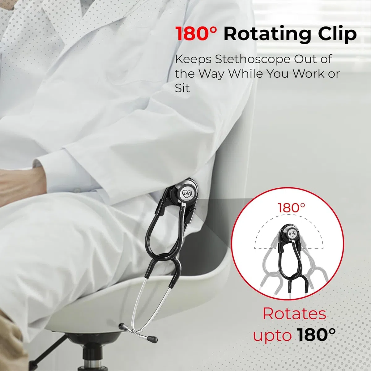 Support de stéthoscope à clipser avec clip, support de hanche pour ceinture, idéal pour médecins, infirmières et étudiants, compatible avec stéthoscopes Littmann, Adscope, ADC, MDF.